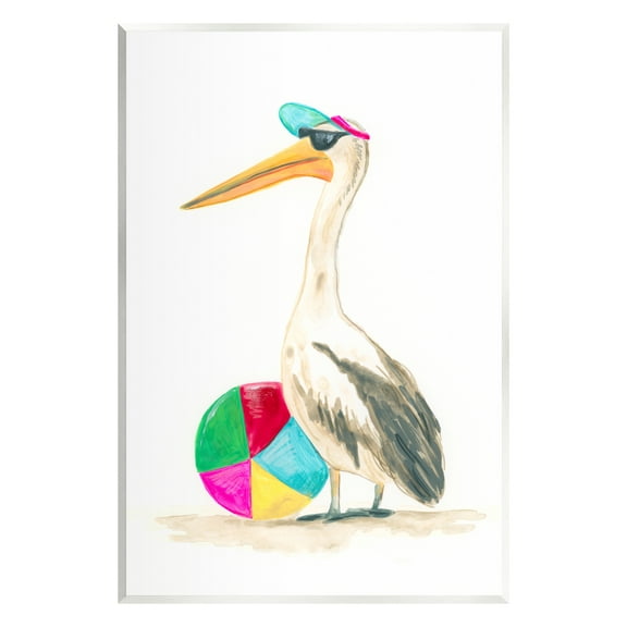 Stupell Industries Stork & Beach Ball Animals & Insects Painting Unframed Art Print Wall Art, 10 x 15