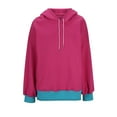 thumbnail image 4 of ATOYSOY Women's Loose Hoodie Tops Pockets Fashion Long Sleeve Tees Fall Winter Outwear Crew Neck Sweatshirts Casual Shirts Color Block Pullover Pink M, 4 of 6