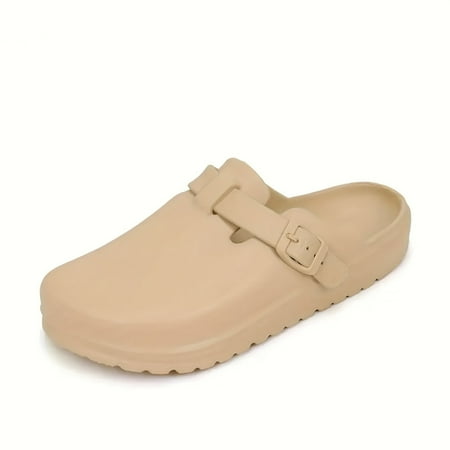 Going Outfits - Minimalist Solid Color Clogs  Casual Slip On Closed Toe Platform Soft Sole Garden Clogs  Non-slip EVA Beach Shoes Outdoor Clog Slides Sandals-44