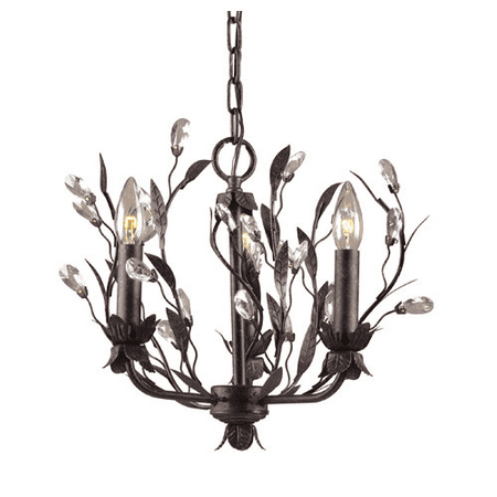 

Chandeliers 3 Light With Deep Rust Finish Crystal Droplets Candelabra 16 inch 180 Watts - World of Lamp