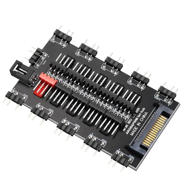 Ventilador de refrigeración 2 en 1 Hub 5V 3PIN ARGB SATA Power Multi Splitter 10 Way para PC Case Ndcxsfigh Para estrenar