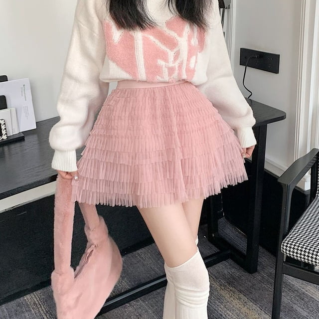 Tulle skirt outfit korean cheap