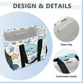 thumbnail image 4 of Cute Line Whales Reusable Grocery Bags with Handle Side Pocket Waterproof Shopping Portable Tote, 4 of 8