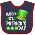 thumbnail image 3 of Inktastic Happy St. Patrick's Day Green Hat and Clovers Boys or Girls Baby Bib, 3 of 4