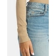 thumbnail image 4 of Time and Tru Women's High Rise Straight Jeans with Cuffs, 29" Inseam, Sizes 0-20, 4 of 5