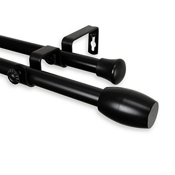 Central Design 4729-282 0.812 in. Dia. Julie Double Curtain Rod, Black - 28-48 in.