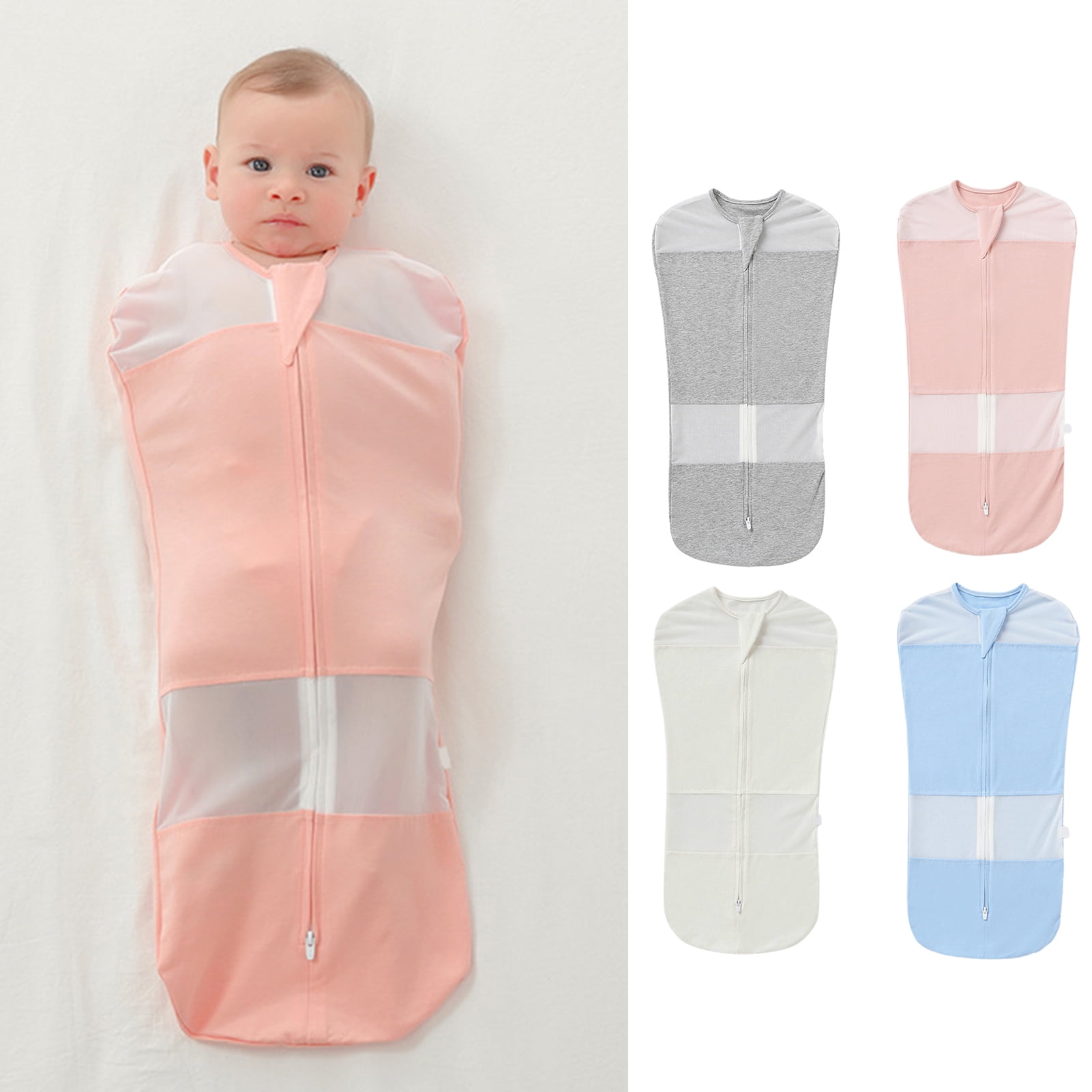 Waroomhouse Baby Swaddle Wearable Dual Zipper Cotton Parisarc Solid