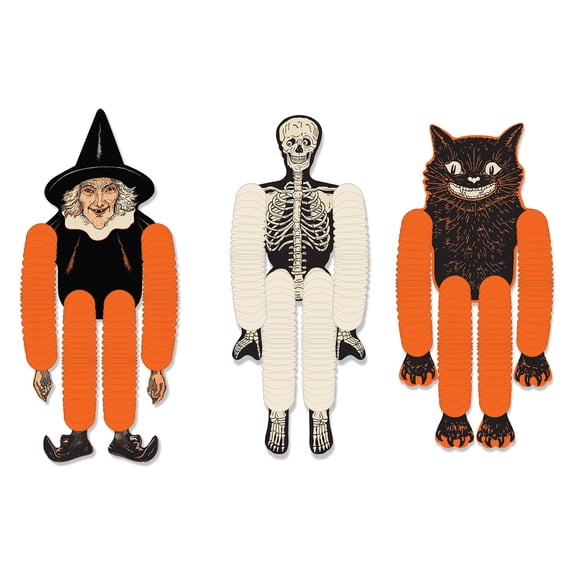36 Counts Orange and White Vintage Halloween Classic Cutouts 14"