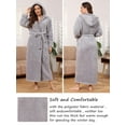 thumbnail image 6 of Long Hooded Robes for Women Luxurious Plush Bathrobes with Pockets & Waist Belt Full Length Bathrobe Winter Warm Sleepwear - L & Light Gray, 6 of 8
