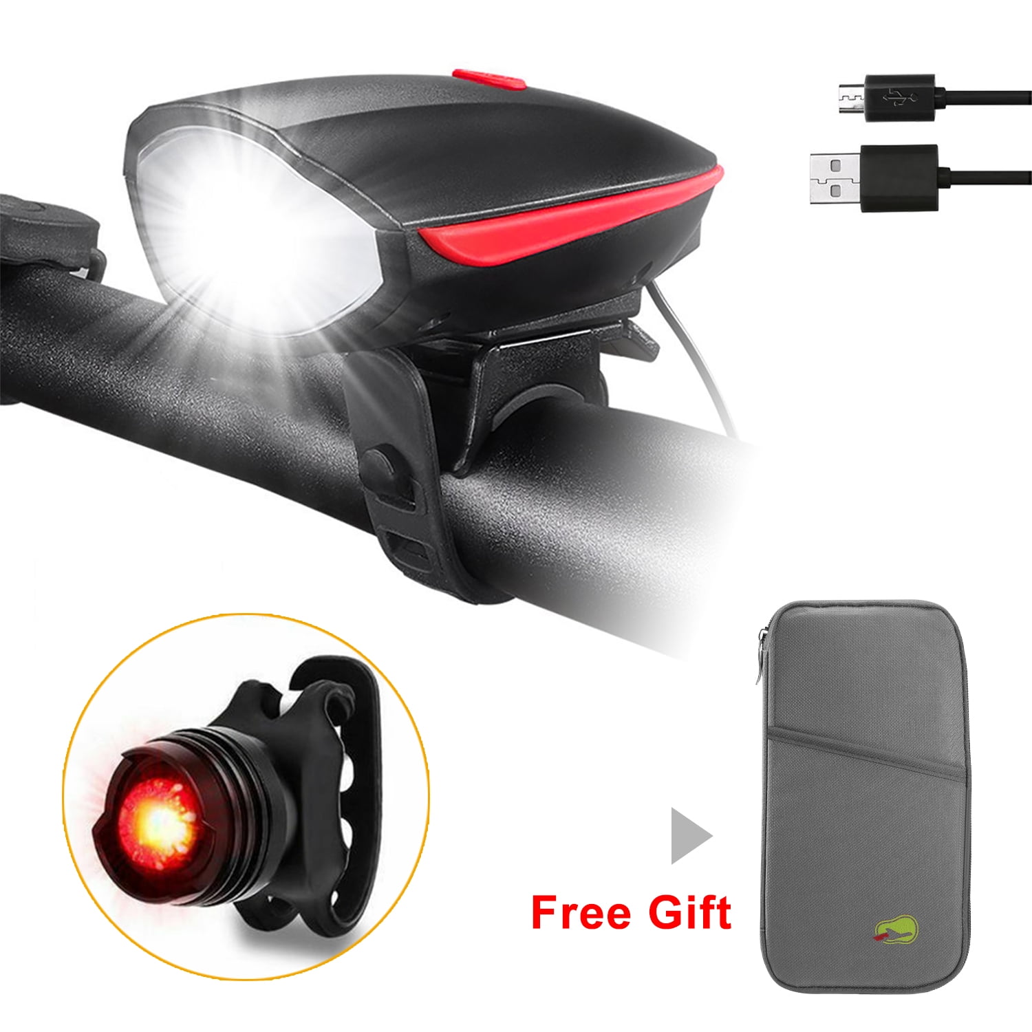 iMounTEK USB Rechargeable Bike Lights Super Bright Bicycle Headlights