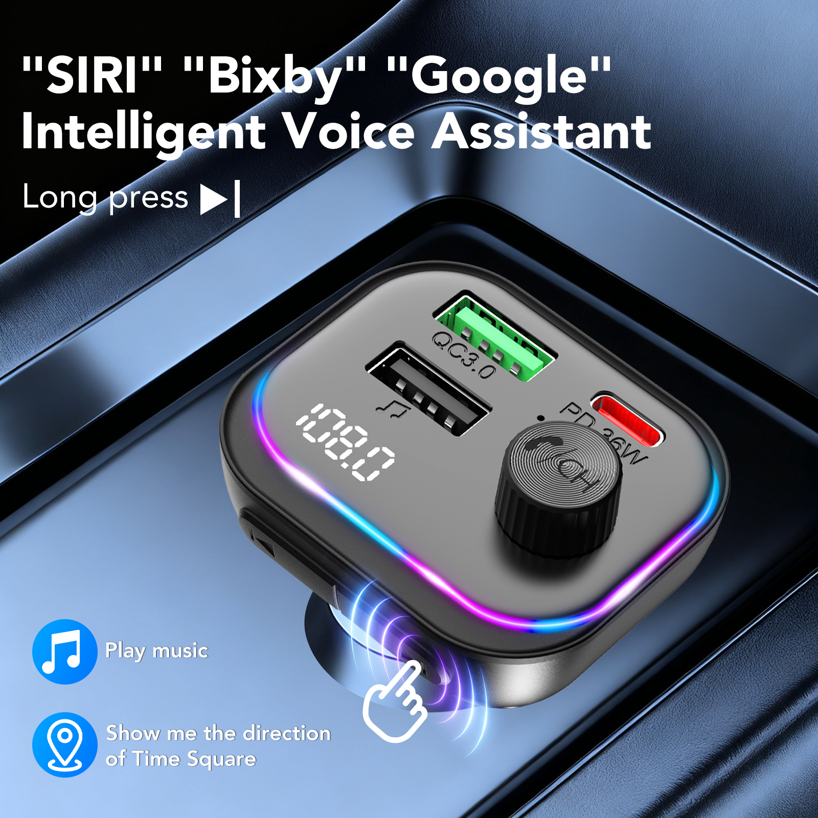 KT1 Bluetooth FM Transmitter with USB-C Charger photo 2