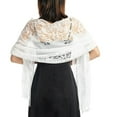 thumbnail image 1 of Women Scarf Solid Color Lace Ladies Crochet See Through Bride Shawl Wrap for Wedding, 1 of 10