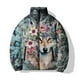 thumbnail image 2 of Abrigo de invierno para hombre con estampado floral personalizado de lobo, ropa de algodón estampada moderna y de moda, chaquetas casuales y versátiles para hombre, 2 of 5