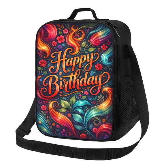 Vibrant Floral Lunch Bag Insulated Thermal Lunch Box with Shoulder Strap & Handle for Women and Men