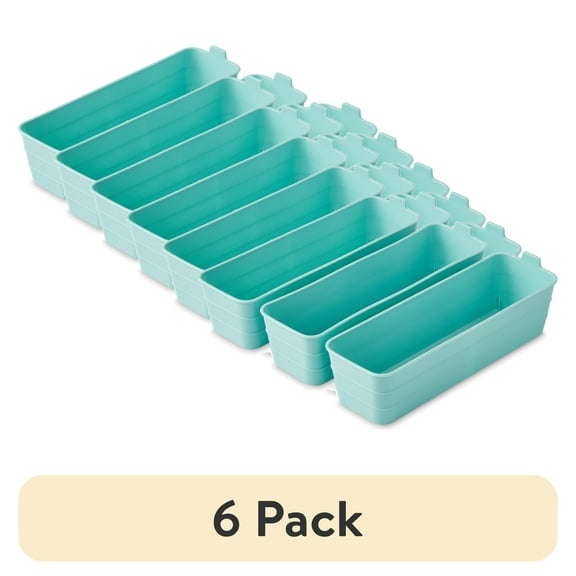 (6 pack) Mainstays 3-Pack Flexible Plastic Drawer Organizer Storage Bins, Kitchen Drawer, Desk Drawer and Bathroom Drawer Organizer Containers, Green, 10.4" x 3.2" x 2.9"