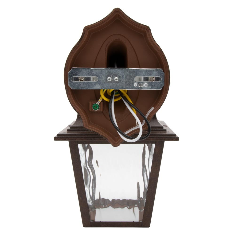 Maxxima LED Porch Lantern Outdoor Wall Light Fixture - Aged Bronze, Clear Water Glass, Photocell Sensor, 875 Lumens, 3000K Warm White, Dusk to Dawn Light Sensor, Exterior Decorative Light