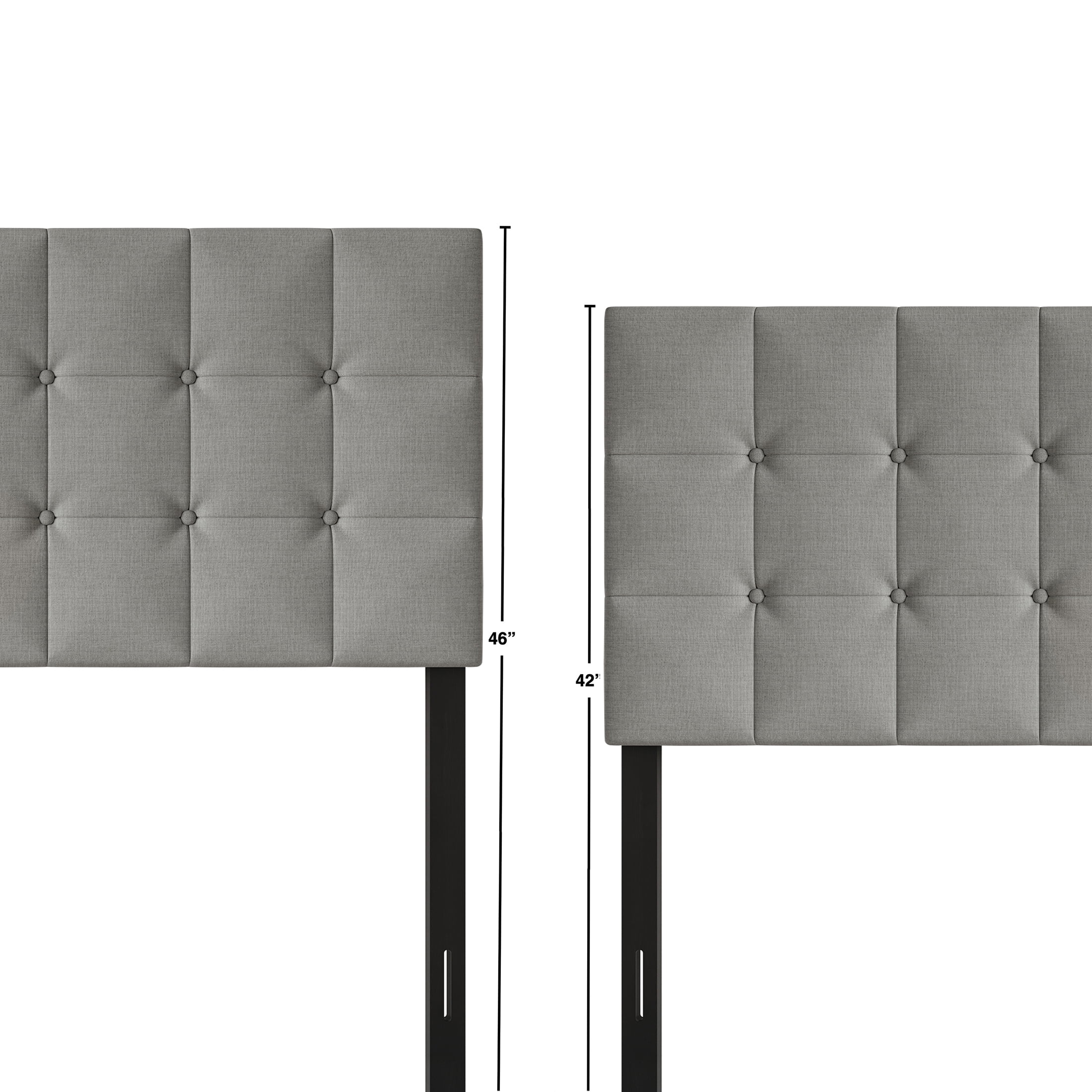 Castle Place Full Square Button-Tufted Upholstered Headboard, Linen, Light Grey