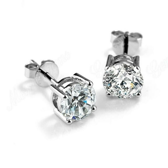 4Ct Round Cut Lab Created Diamond Solitaire Stud Earrings 14K White Gold Plated