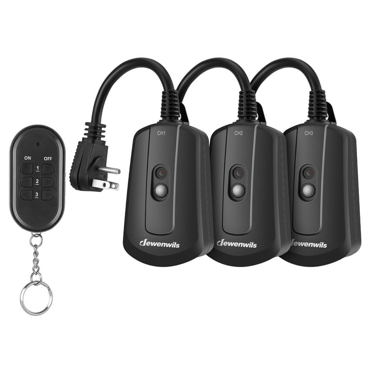 3-Outlet Wireless Remote with Timer, 15 Amps, Indoor/Outdoor, Black, by  Holiday Time 