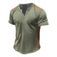thumbnail image 1 of Men'S Printed T-Shirt Outdoor Retro Button Loose Short Sleeve Top S, 1 of 3