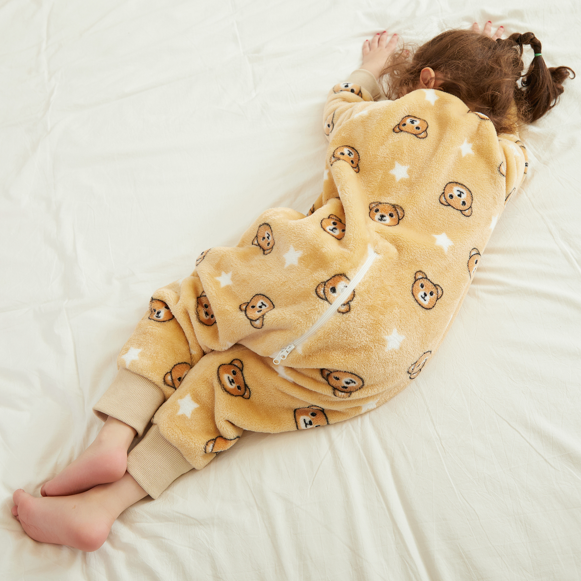 ATAIKU Toddler Sleeping Sack 9M-6T Winter Warm Flannel 2-Way Zipper Baby Sleep Sack with Feet, Infant Animal Bear Wearable Blanket