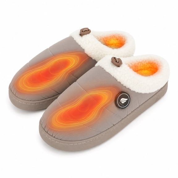 SAVIOR HEAT Rechargeable Heated Slippers, Winter Foot Warmers for Men and Women, EH® Heating System, Dual-Zone Heating, 10-Second Fast Heat, Non-Slip Indoor House Shoes