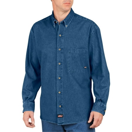 Genuine Dickies Men’s Big and Tall Long Sleeve Denim Shirt - Walmart.com
