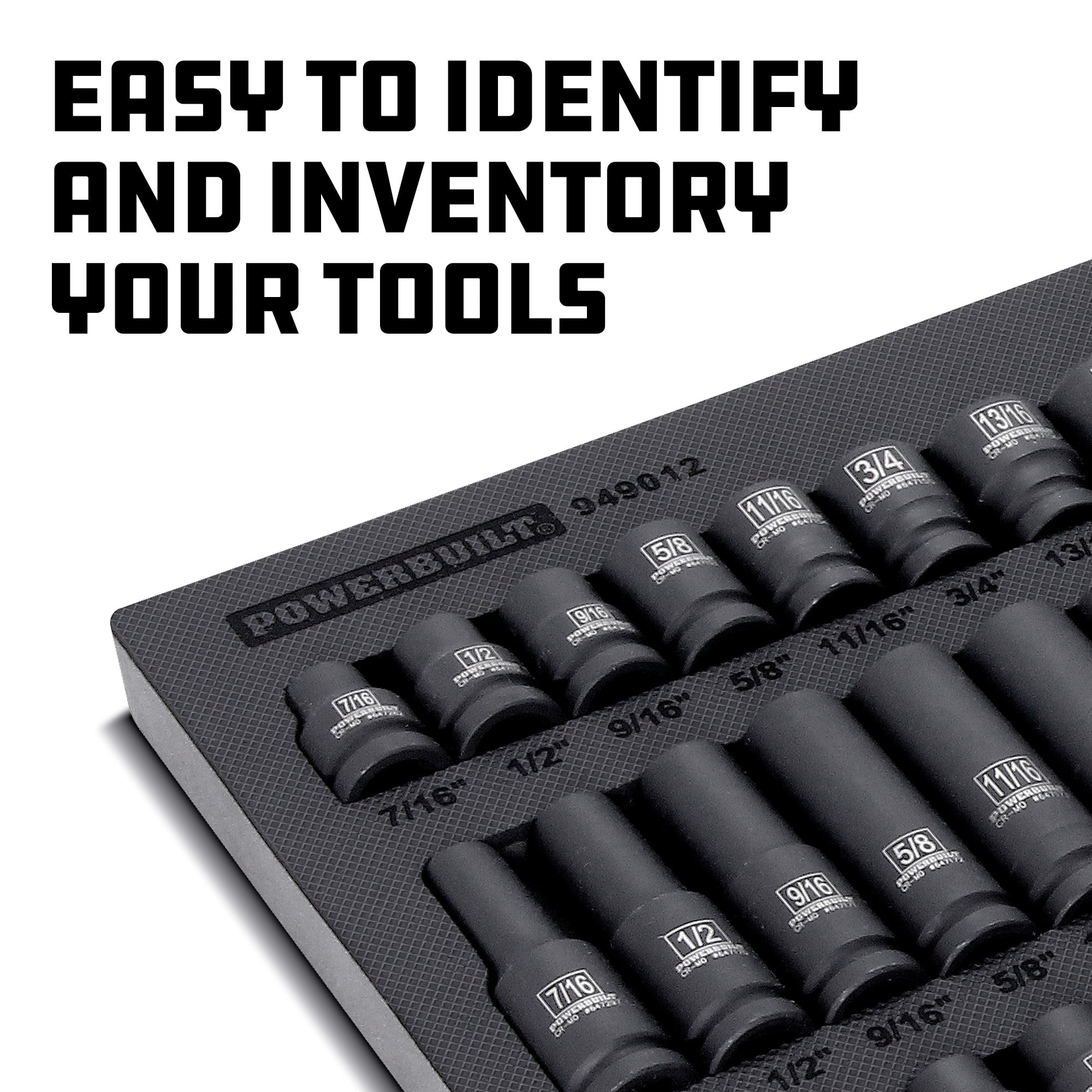Powerbuilt 63 Piece 6 Point SAE & Metric Pro Tech Impact Socket Set - 949012
