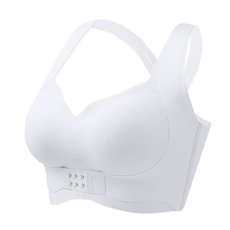 Yyeselk Women s Front Closure Sports Bra Plus Size Criss Cross Back High-Impact Wirefree Bra Sexy Push Up Breathable Workout Fitness Yoga Bras White XXXXL