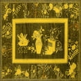 thumbnail image 1 of Ahgly Company Machine Washable Indoor Square Oriental Yellow Asian Inspired Area Rugs, 8' Square, 1 of 4