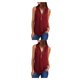 thumbnail image 4 of Minnieouse Tops femeninos Camisa casual Sin mangas con cremallera Ropa elegante Cuello en V Blusa de gasa Novias Hija Vino rojo M Type1 NO1, 4 of 6