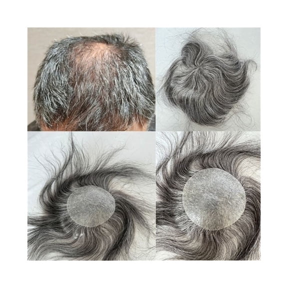 Thin Skin PU Bald Spot Men's Hairpiece European Human Hair Patches Toupee for Men 8 ×8 CM Full PU Base Reaplcement Systems Hairpiece