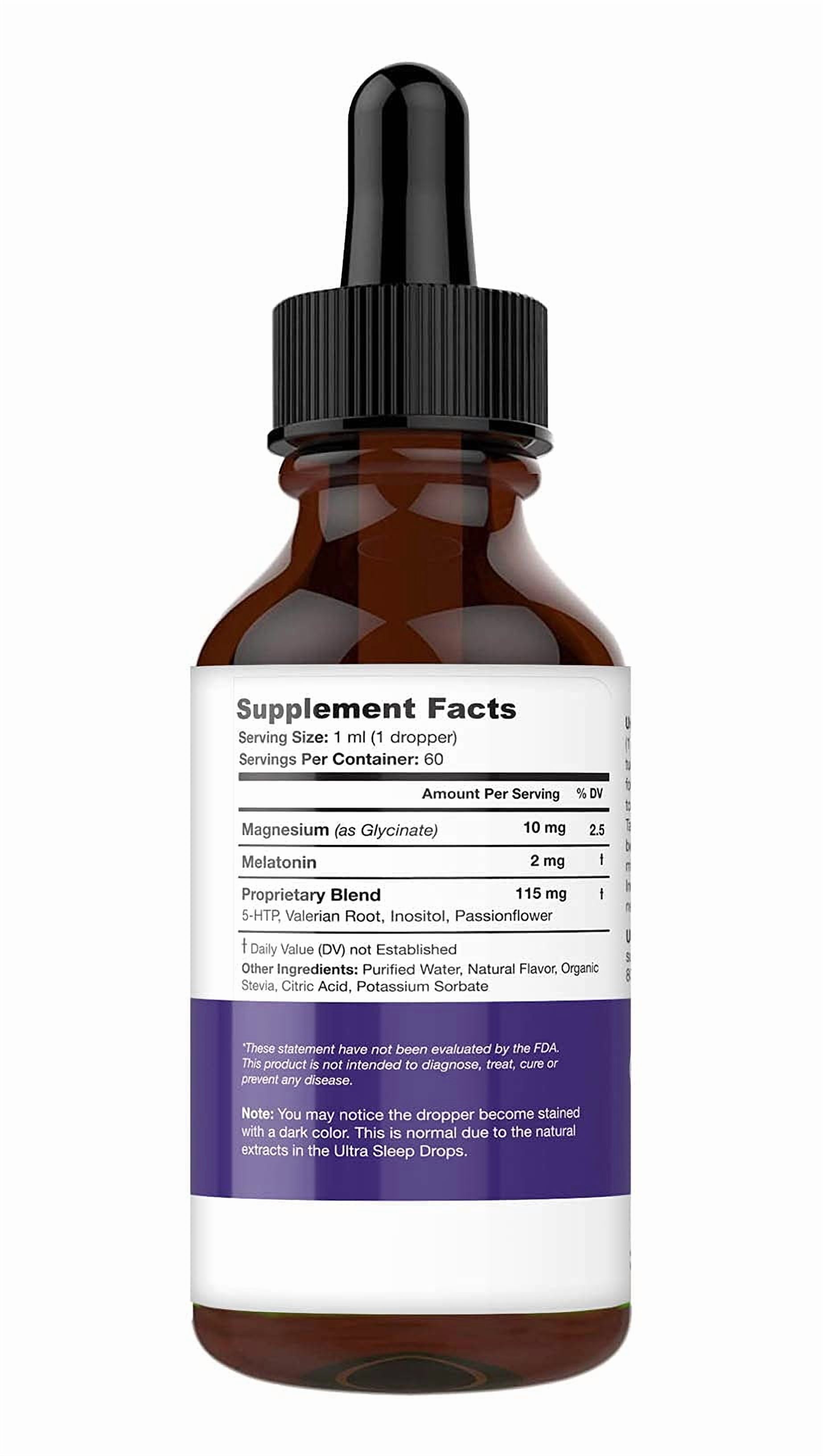 Ultra6 Nutrition Melatonin Drops with Valerian Root - Liquid Melatonin Sleeping Supplement with 5 HTP & Passion Flower - A Liquid Sleep Aid Strength Blend for Adults
