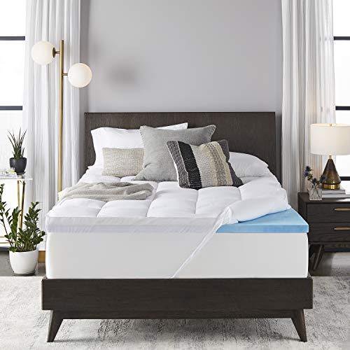 Sleep Innovations 4-inch Dual Layer Gel Memory Foam Enhanced Support, Twin, Made in The USA with a 10-Year Warranty Mattress Topper