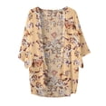 thumbnail image 4 of Ketyyh-chn99 Short Sleeve Cardigans for Women Short Sleeve Cropped Cardigans Chiffon Women Tops Yellow,S, 4 of 4