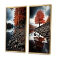 thumbnail image 3 of Designart "Canada Autumn Calm II" Canada Framed Wall Art Set Of 2 - Orange Landscapes Framed Wall Art Set Of 2, 3 of 7