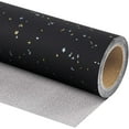 thumbnail image 3 of Rollo de papel de regalo negro - Mini rollo - 17 pulgadas x 16.5 pies, diseño dorado negro con tacto sedoso, perfecto para cumpleaños, día festivo, boda, baby shower, 3 of 4