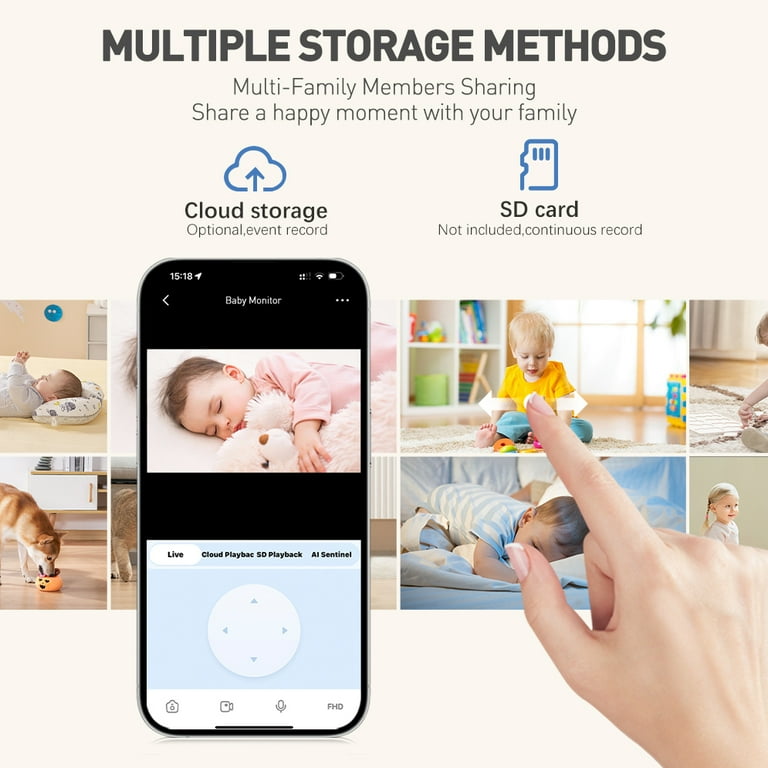 GPED Baby Monitor with One-Touch Call, 2k Security Camera Indoor
