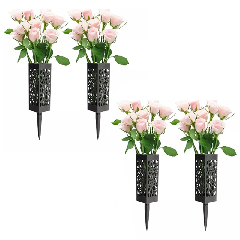 Cemetery Vases In Ground Garden Flower Basket Hollowed Out Arrangement