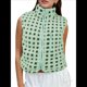 thumbnail image 3 of Chaleco de Cuadros para Mujer, Sin Mangas, de Forro , de Invierno, con Cuello Alto, Cremallera y Bolsillo en el Pecho. Amarillo-Verde S, 3 of 9
