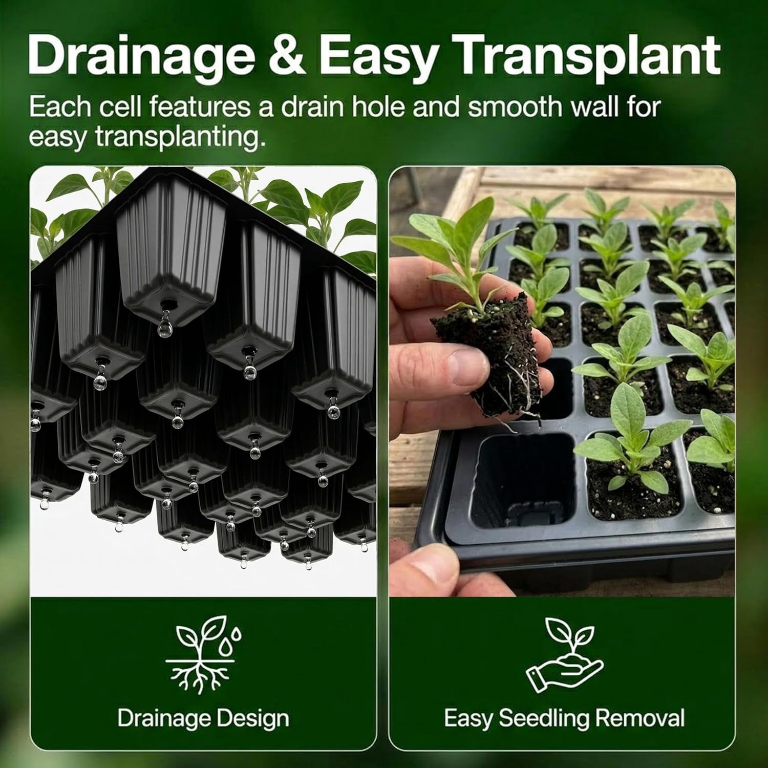 10-Pack Seed Starter Kits, Reusable Plant Germination Trays with Total 150-Cell, Seed Starter Tray with Humidity Vented Domes and Bases for Starting Vegetable Flower Herb Seeds 15" x 9"