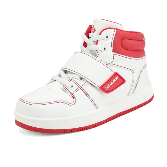 Dream Pairs Kids Boys & Girls Fashion High Top Sneaker Youth Fashion Basketball Shoes Freestyle-K White/Red Size 3