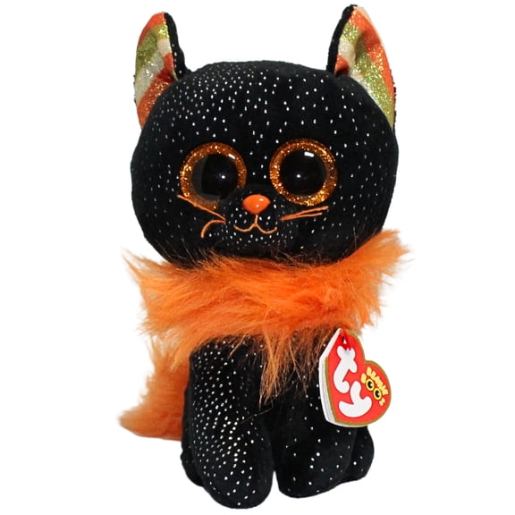 Ty Beanie Boos - Morticia the Halloween Cat  – Glitter Eyes  - Stuffed Animal