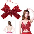 thumbnail image 1 of Sujetador de danza del vientre perfecl Lentejuelas Mariposa Halter Tops Rojo, 1 of 7