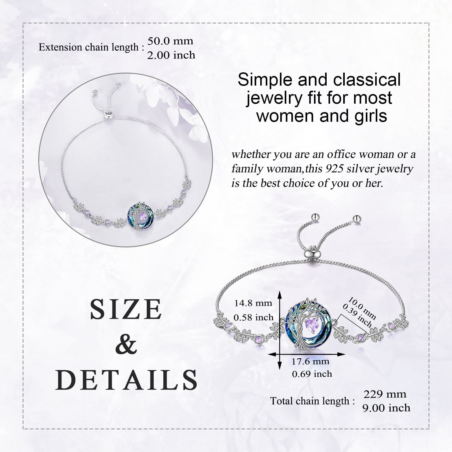YAFEINI Tree of life Birthstone Bracelet for Women Sterling Silver Tree Jewelry June Birthstone Charm Alexandrite Bracelet Gemstone Anniversary Birthday Mothers Day Gifts for Wife Mom