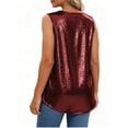 thumbnail image 4 of Staron Women's Casual Blouse Gold Stamping Solid Color Sweet Square Neck Sleeveless Smocked Tank Top, Wine 4XL, 4 of 5
