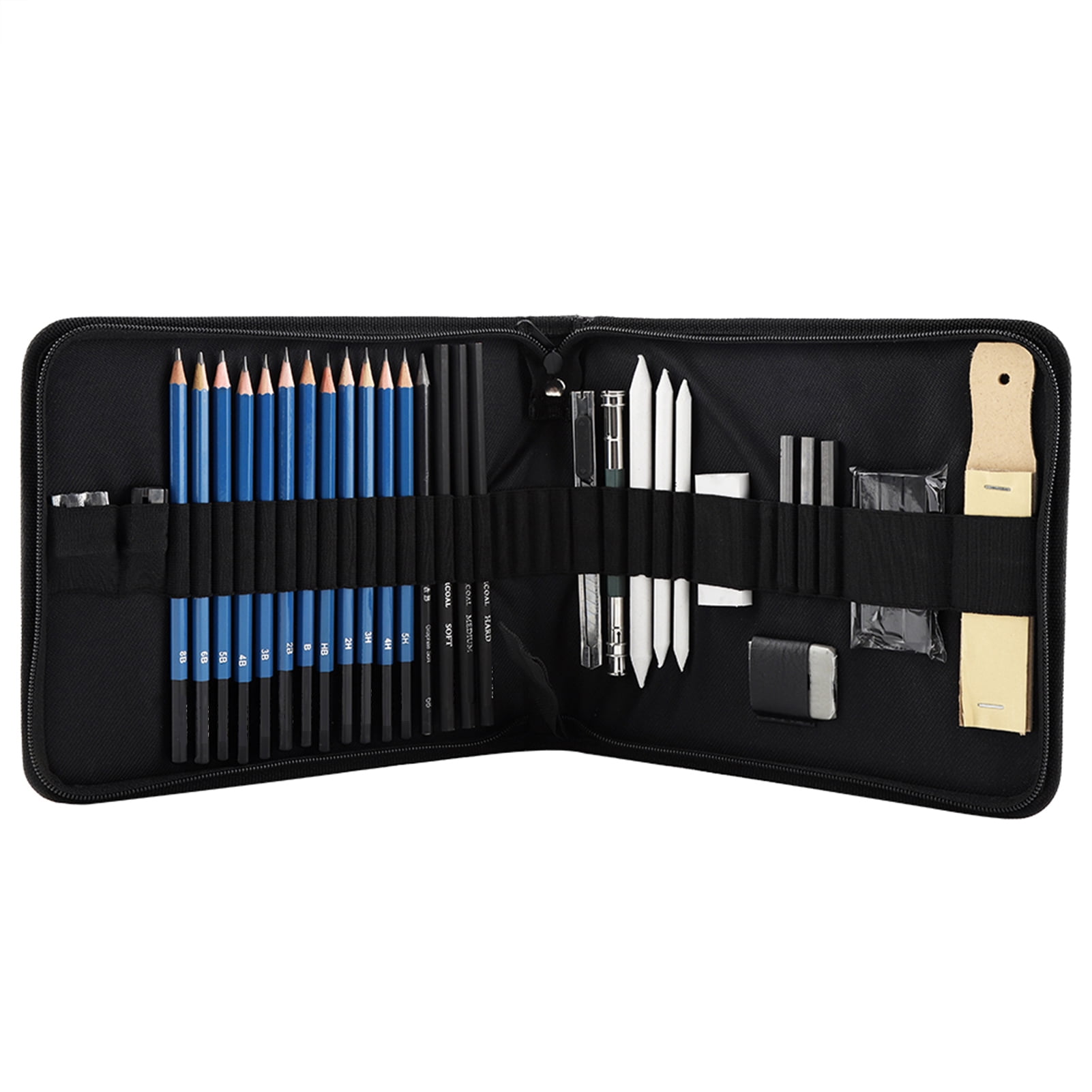 Nieyigj 32pcs Professional Sketching and Drawing Pencil Set, Deluxe Art Supplies Kit with Graphite Charcoal Pencils and Carry Case for Artists Beginners (9.45 x 8.07 inches / 24 x 20.5 cm)