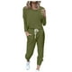 thumbnail image 1 of Conjunto de manga larga para mujer: top con bloques de color y pantalones anchos. Mezcla de lino informal, cintura elástica, varias tallas., 1 of 5