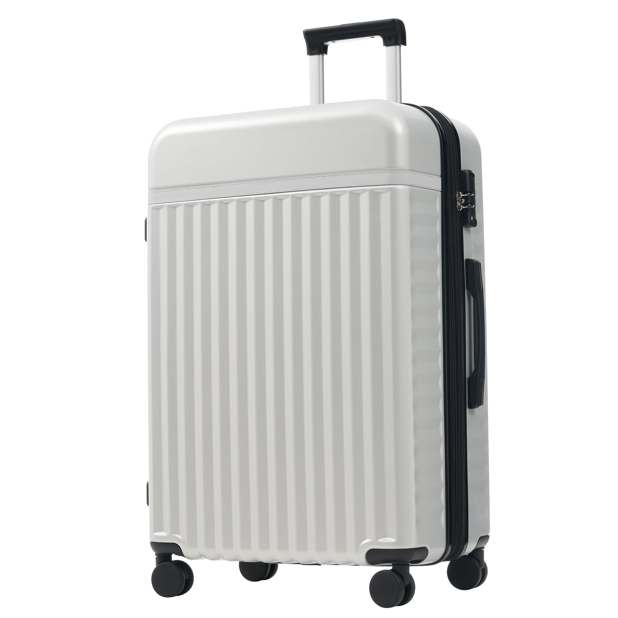 Grey+White Grey and White ABS Luggage Set 5 Piece - 20, 24, 28 Inch Expandable Suitcases with Spinner Wheels for Travel