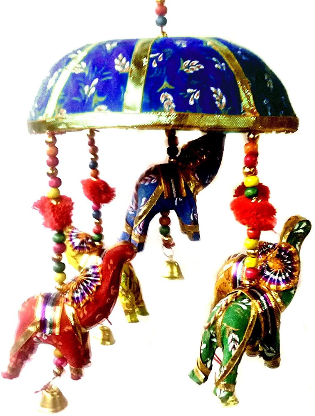 Indian Traditional Elephant Blue Umbrella Hanging Layer of Five